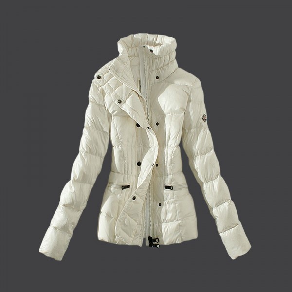 Moncler Donna Giù cappotto doppio petto bianco Presa M1048